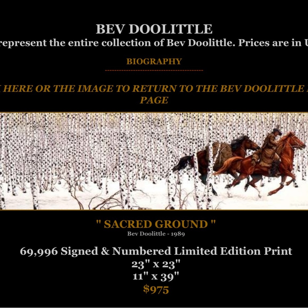 Bev Doolittle 'Sacred Ground' Limited Edition Print #6668/69996